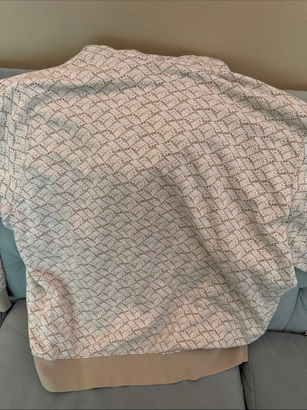 Nike Men's Light Beige Patterned Pullover Hoodie XL